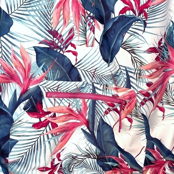 ARDENE Exotic Leaves & Floral Windbreaker Jacket w/ Kangaroo Pocket Size XS - Picture 2 of 3